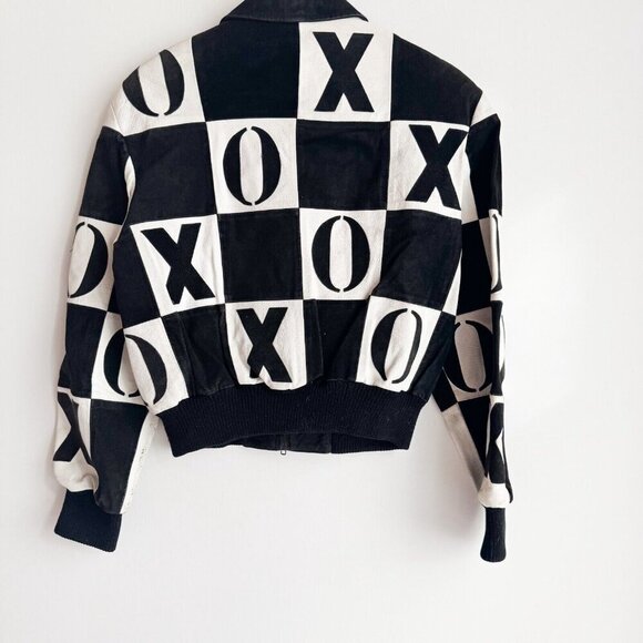 Vintage Fashion Crew XOXO Black White Suede Jacket M - Picture 3 of 7